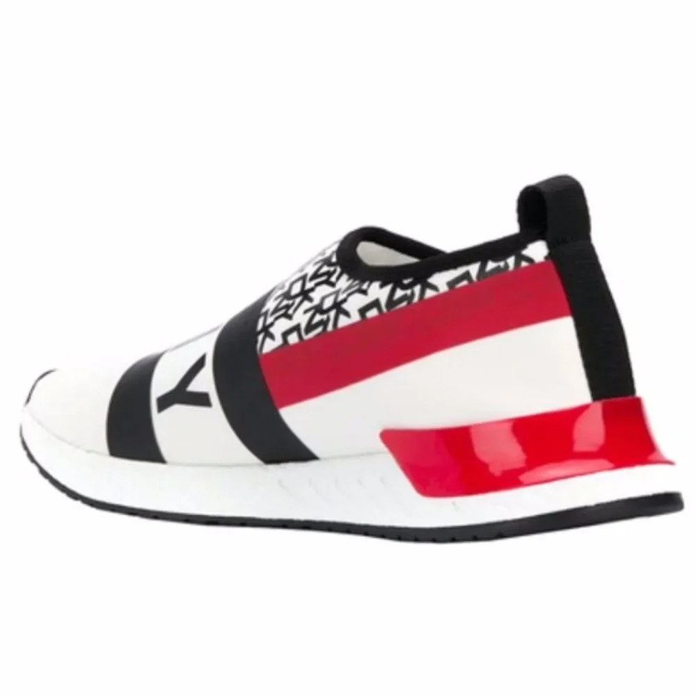 REDUCED DNKY REESE Women Shoes Logo Strap Sneakers Black White Red Size 6 NEW